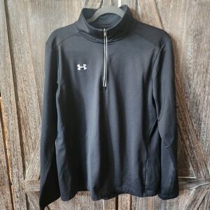 Under Armour Women's Size L 1/4 Zip Loose Fit Black Long Sleeve Activewear Shirt